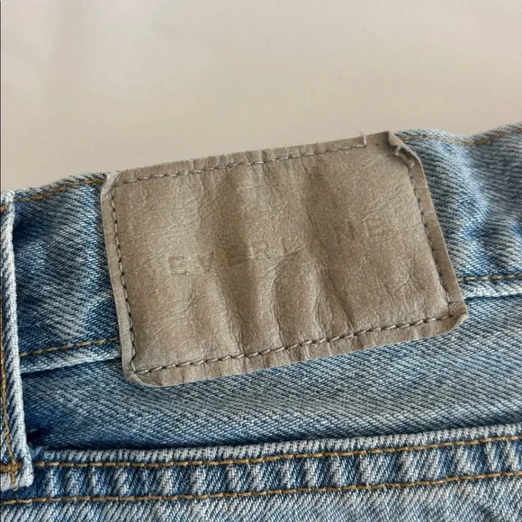 EVERLANE The Relaxed 90’s shorts button fly 5 pockets raw edge hem light blue 27 - Picture 8 of 16